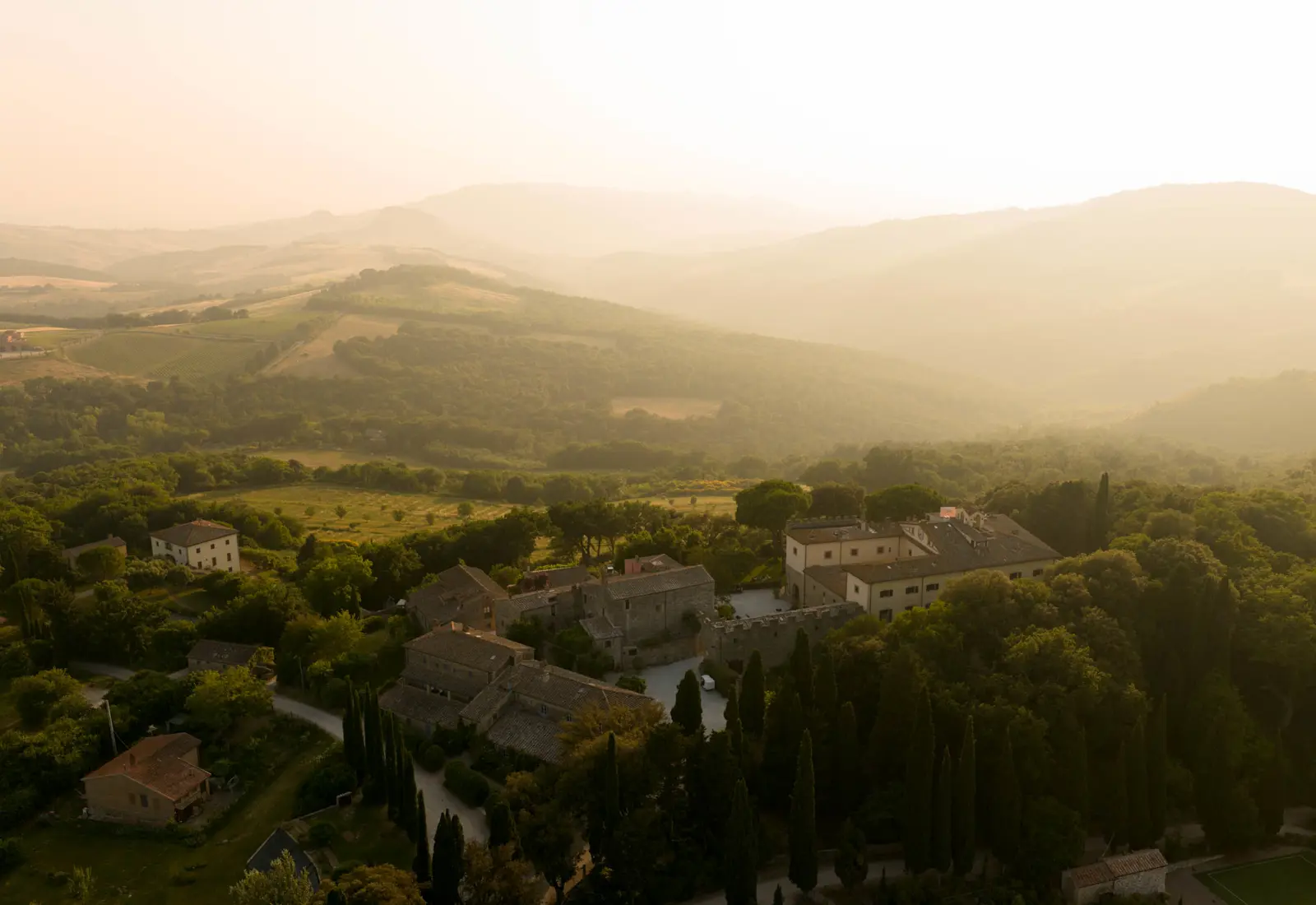 Borgo Pignano in the Tuscan landscape