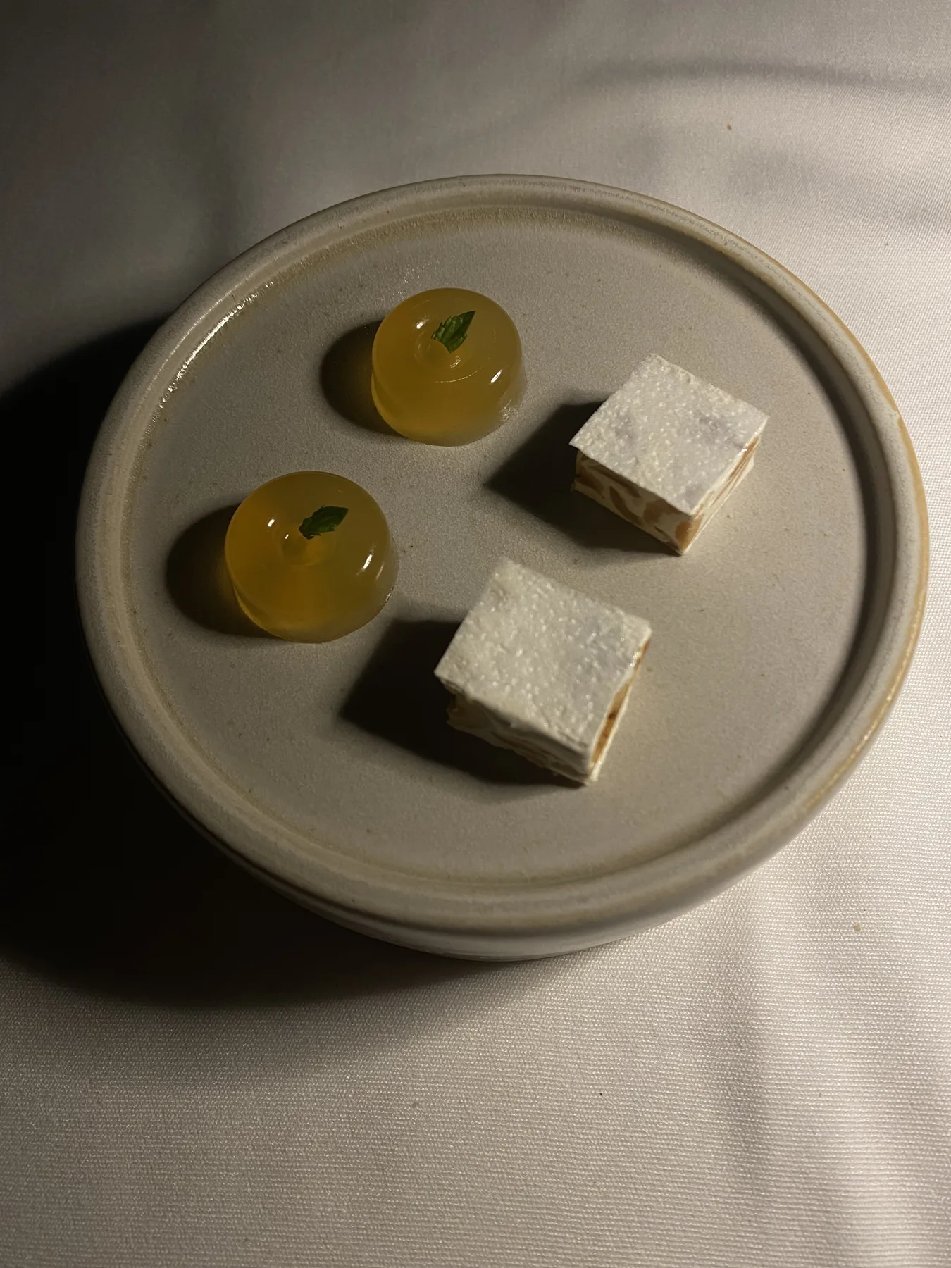 Petit fours in dramatic evening light